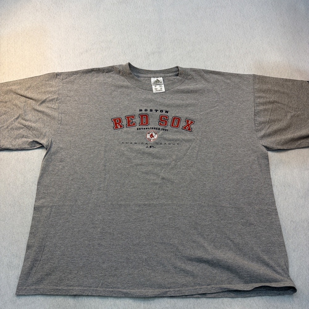 Adidas Boston Red Sox American League T-Shirt Mens 2XL Gray MLB 2005 Graphic Tee